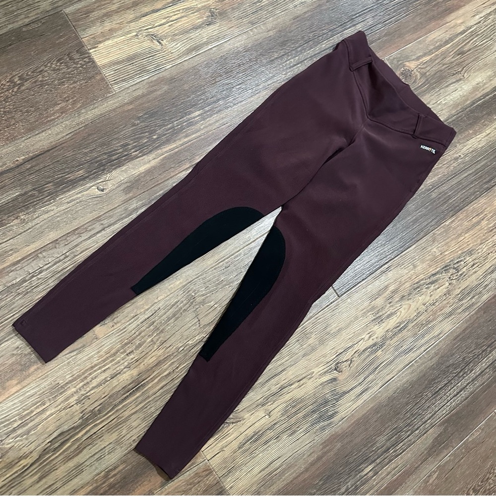 Kerrits Maroon Riding Leggings with Black Knee Patches